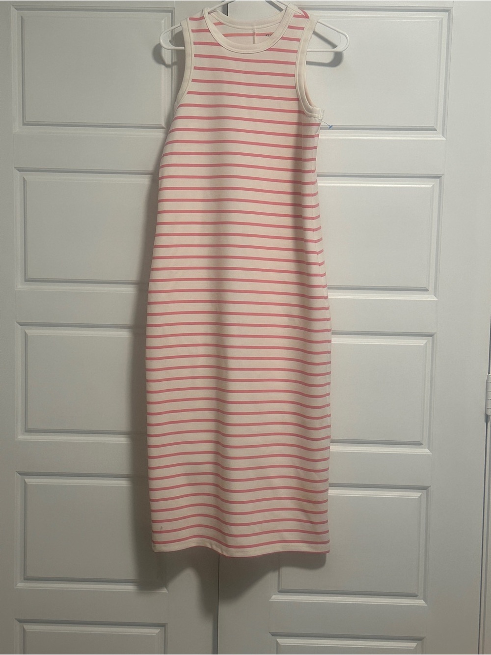 Thread & Supply Pink and Cream Striped Sleeveless Midi Skirt